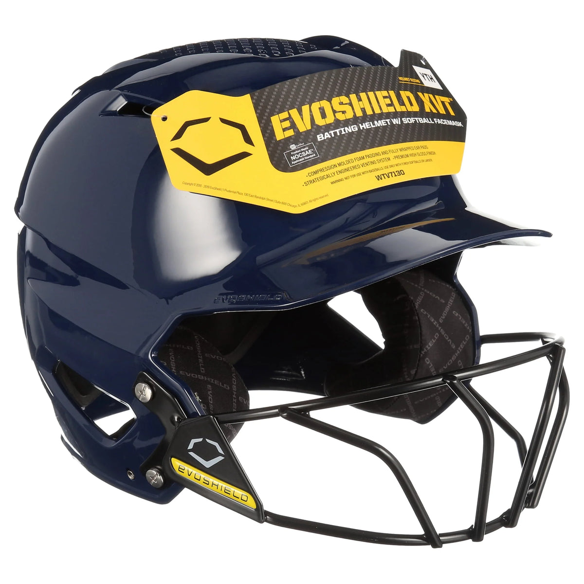 Youth Navy Gloss Finish Batting Helmet with Facemask V3458