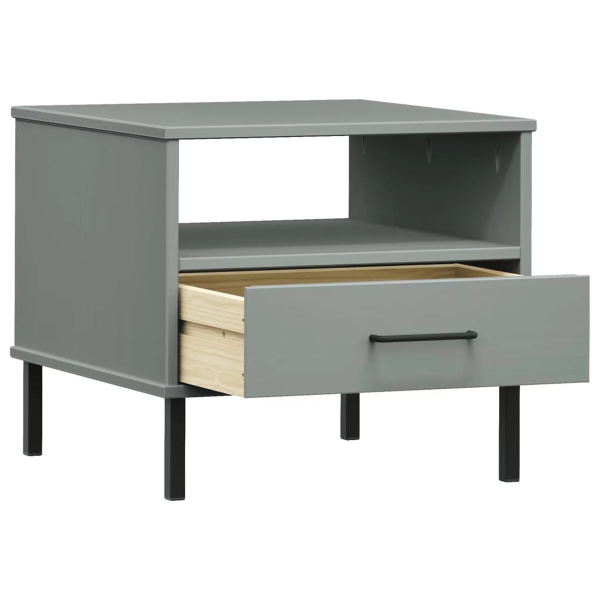 Gray Bedside Table with Metal Legs G714