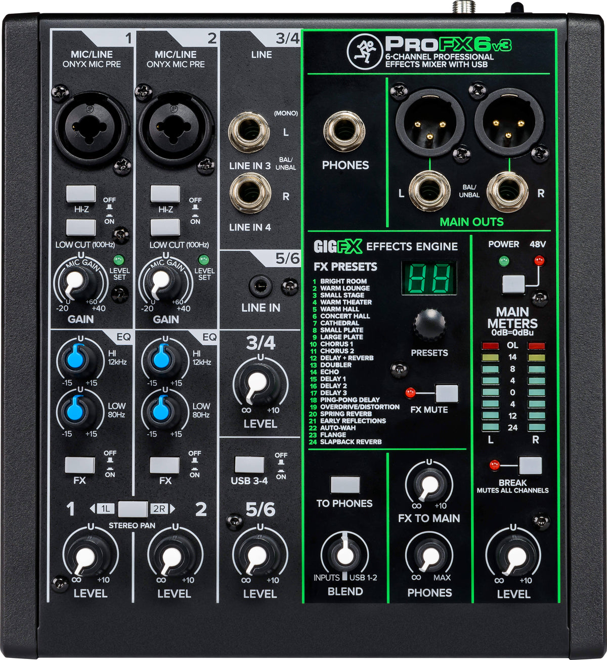 6 Channel USB Mixer with Effects P205