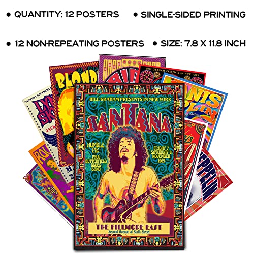 Vintage Rock Band Posters 12 Set 7.8X11.8 Inch E806167