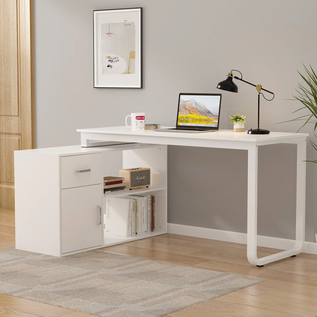 55" L Shaped Storage Computer Desk G898150