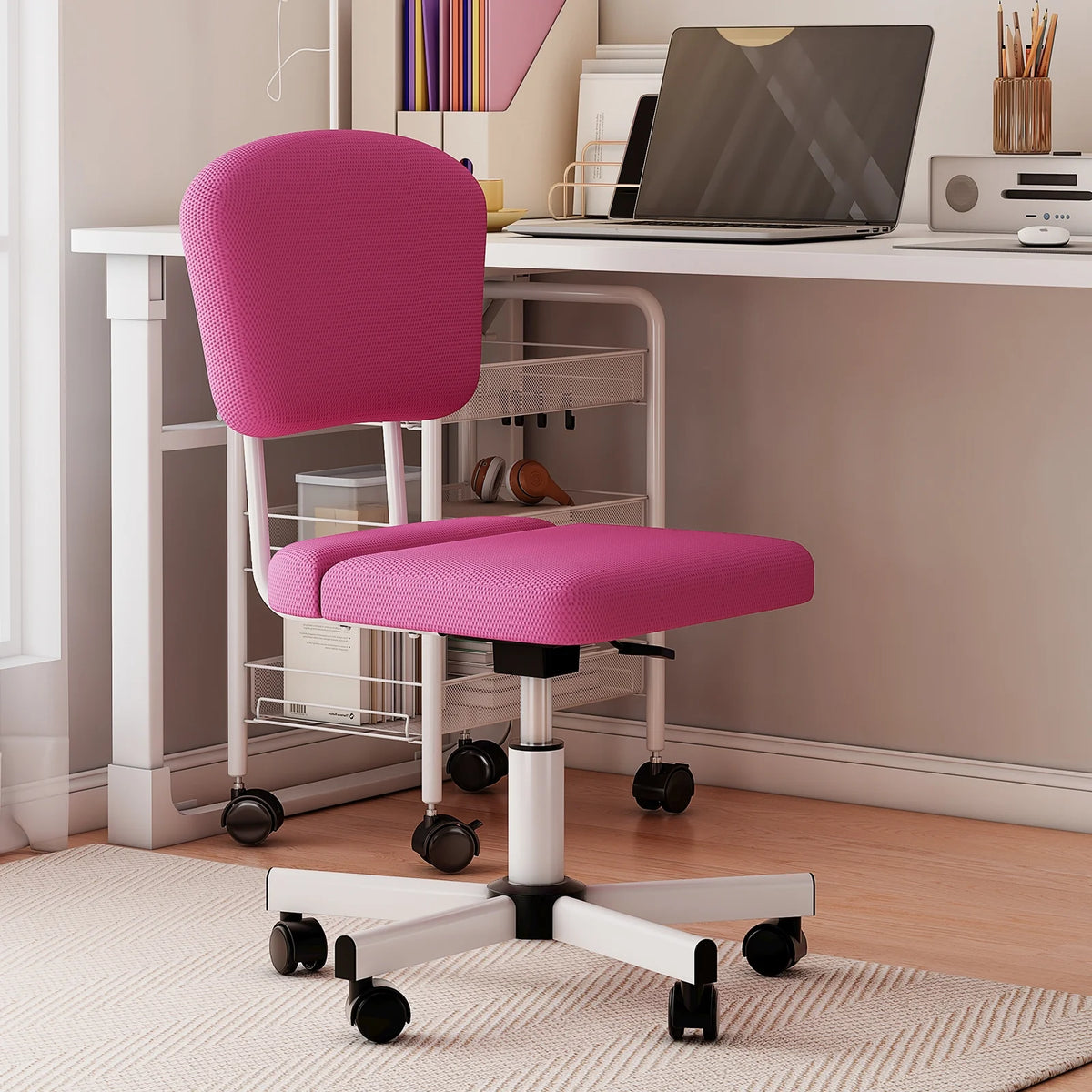 Pink Ergonomic Office Chair with Lumbar Support Y8495