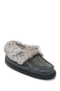 Genuine Rabbit Fur Trim Moccasin F545