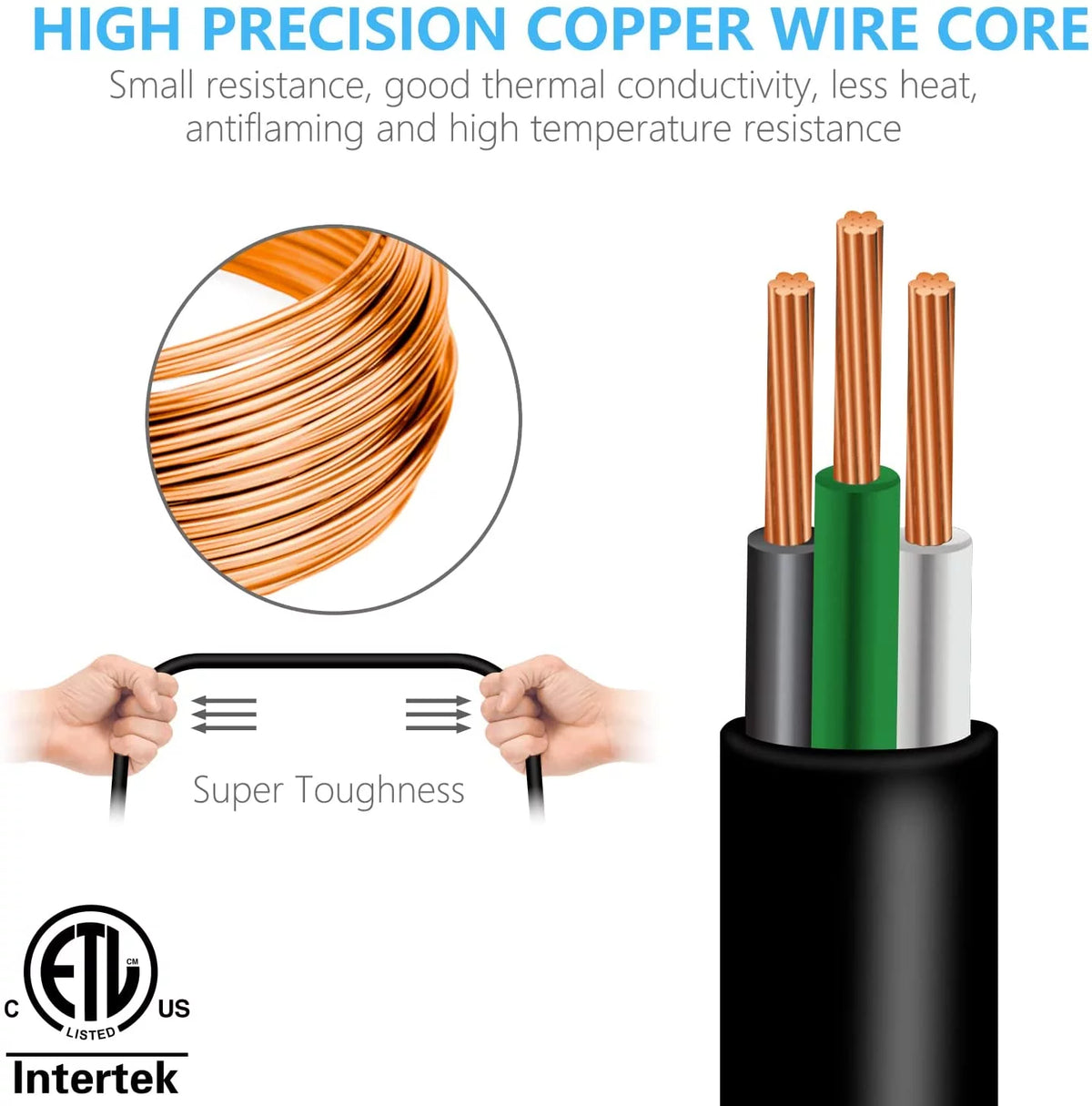 25 Feet 16AWG 13A 3 Prong Extension Cord with Safety Cover G754