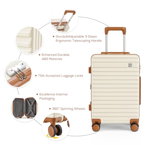 20 Inch Expandable Hard Shell Spinner Luggage with TSA Lock, Black G553