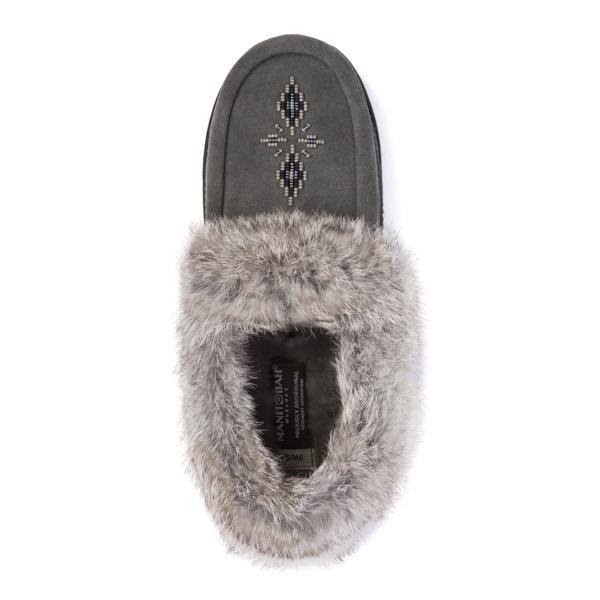 Genuine Rabbit Fur Trim Moccasin F545
