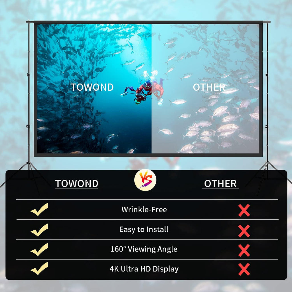 150 inch Portable 16:9 4K HD Projector Screen and Stand with Carry Bag V953
