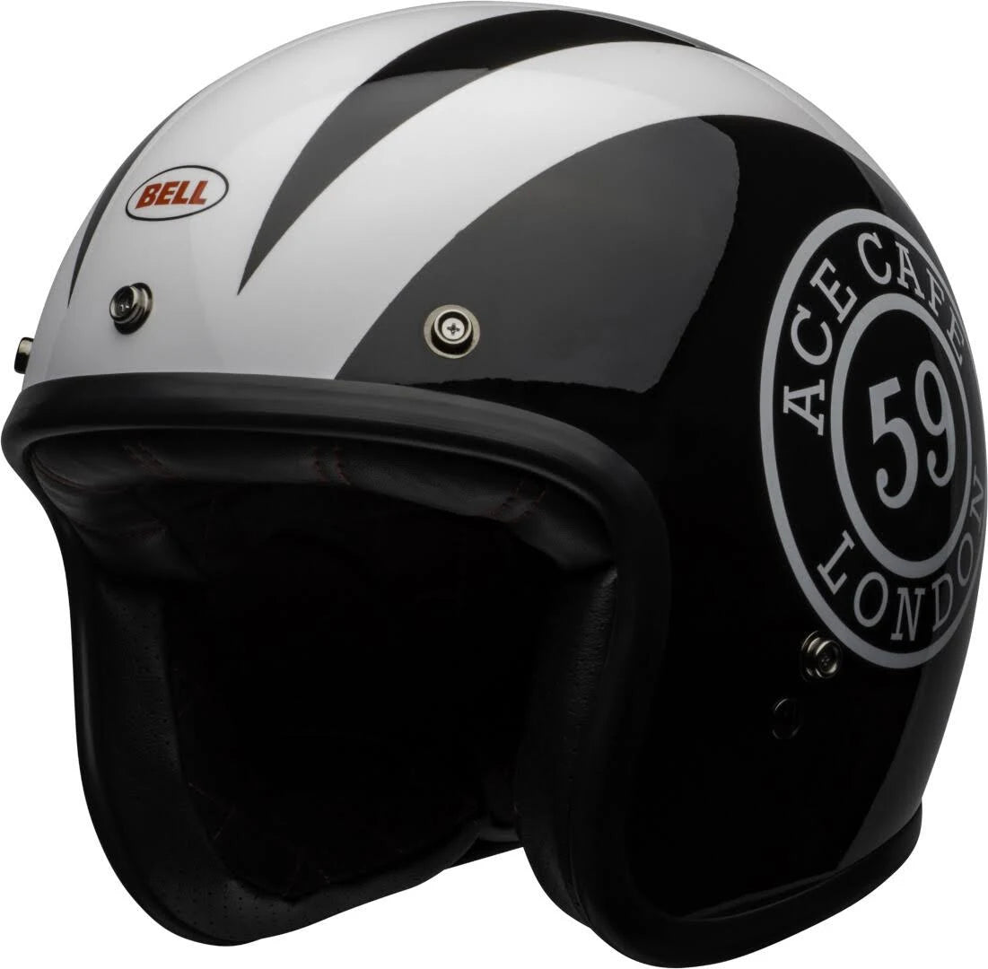 Gloss Black-White Motorcycle Helmet B11764