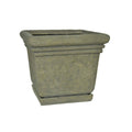 18-1/2 in. Square Cast Stone Planter with Attached Saucer V4325