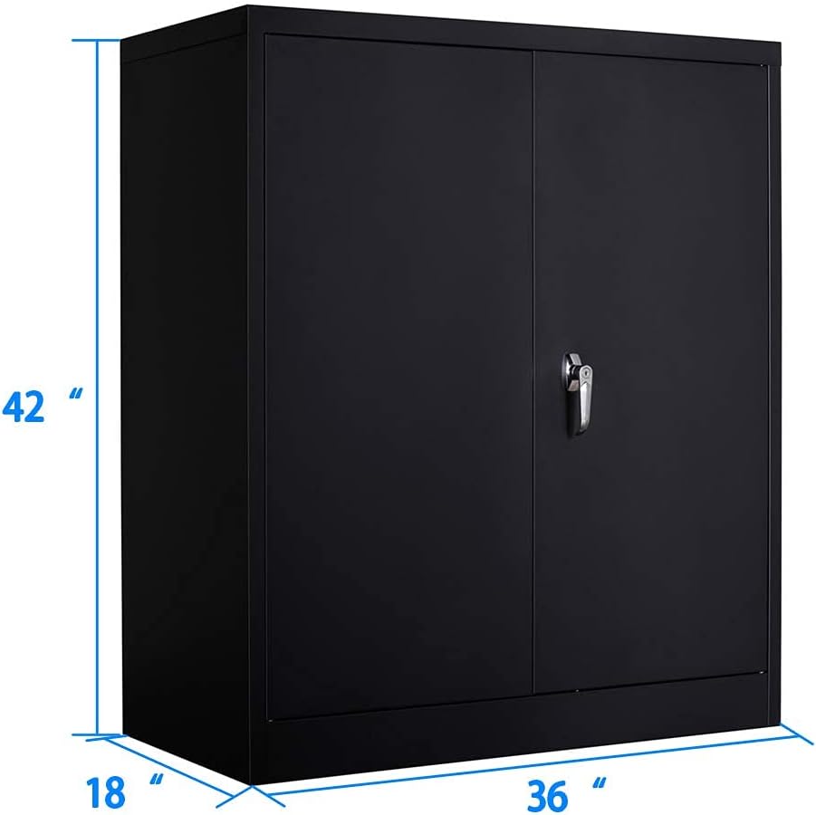 Metal Storage Cabinet with 2 Doors and 5 Shelves W217