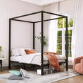 Queen Black Metal Canopy Bed Frame G869