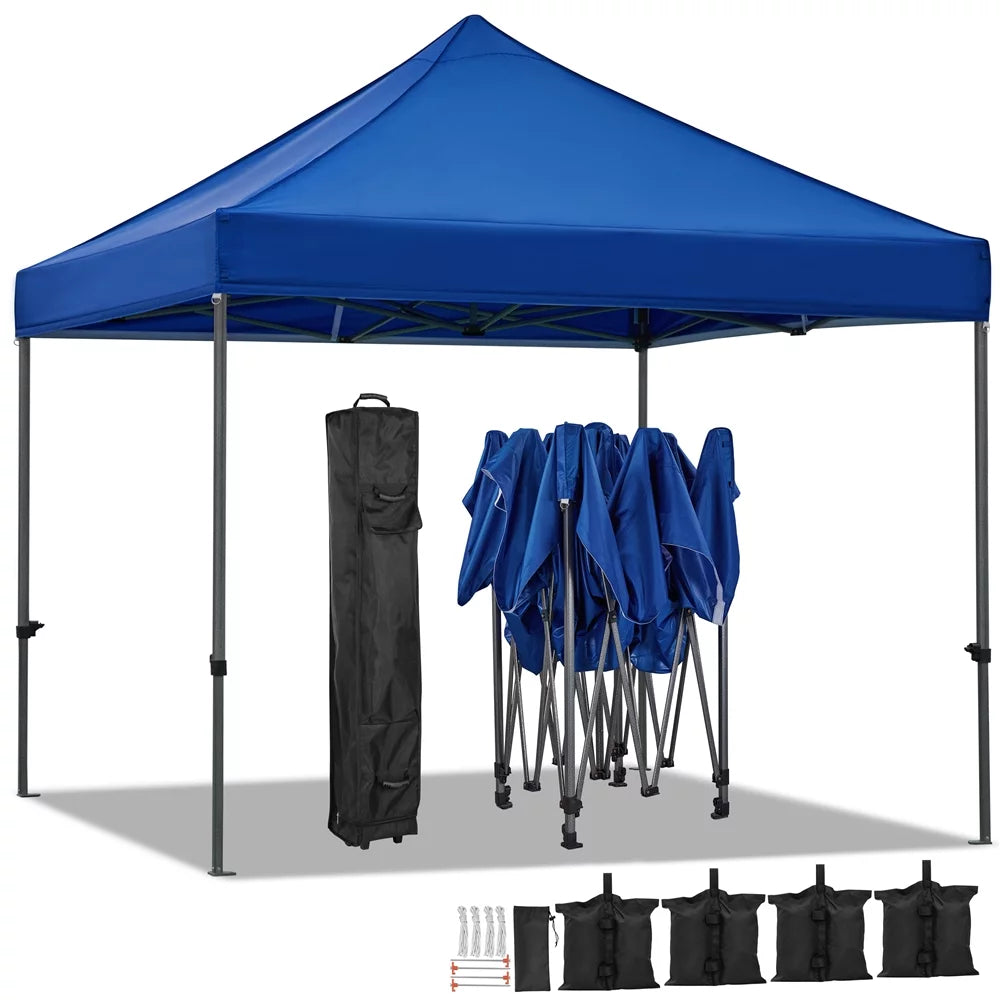 Adjustable 10' x 10' Pop-up Canopy with Wheeled Carry Bag, Blue S829750