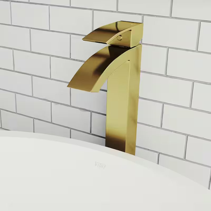 Single Handle Bathroom Vessel Faucet Matte Brushed Gold L3306