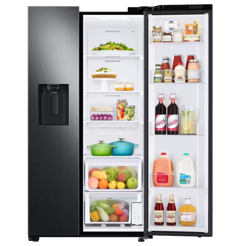 Side by Side Refrigerator in Black Stainless Steel Y3928