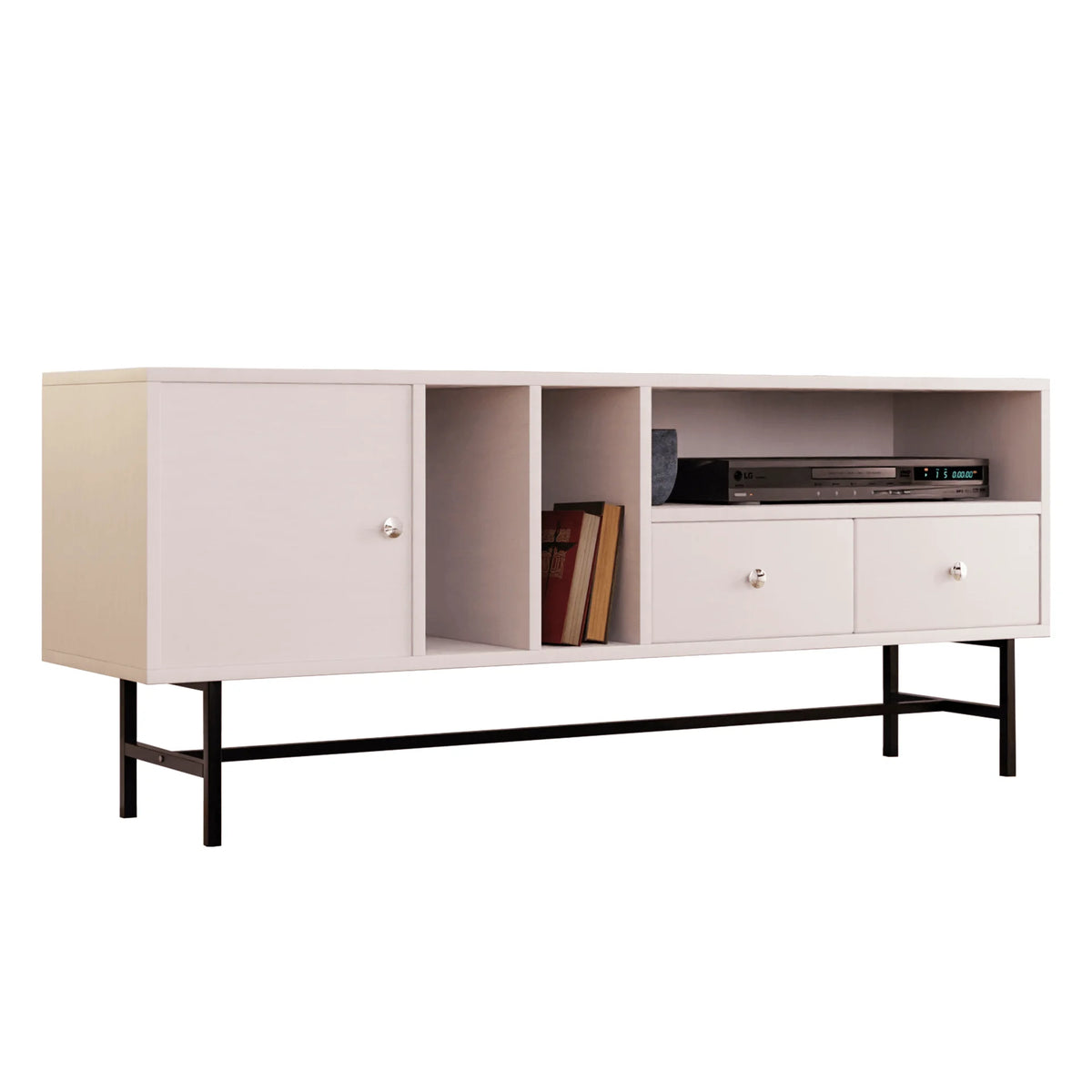 Mid-Century Modern Rectangular TV Stand with Enclosed Storage M6825