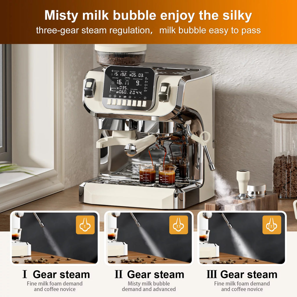 Espresso Machine with Milk Frother, Semi Automatic Coffee Machine with Grinder Q8181