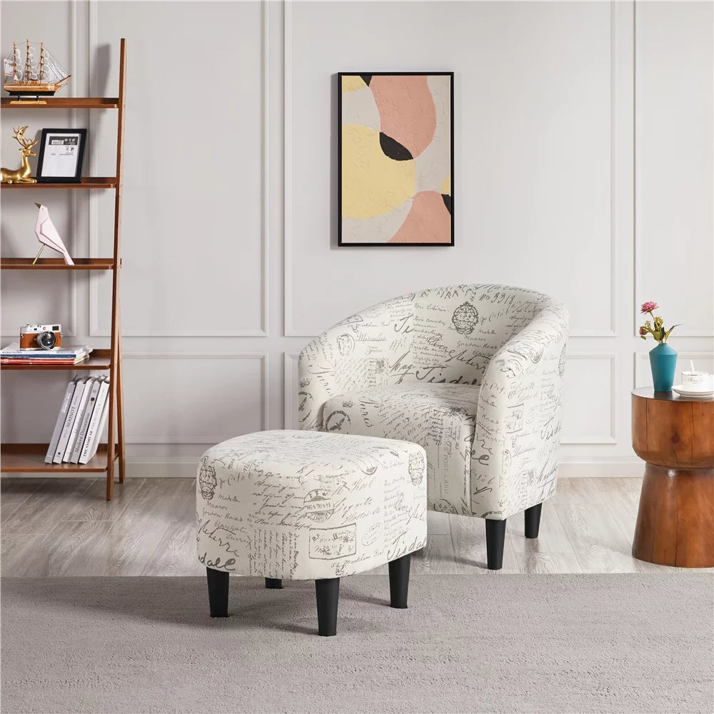 Velvet Accent Arm Chair and Ottoman Set Gray F385935
