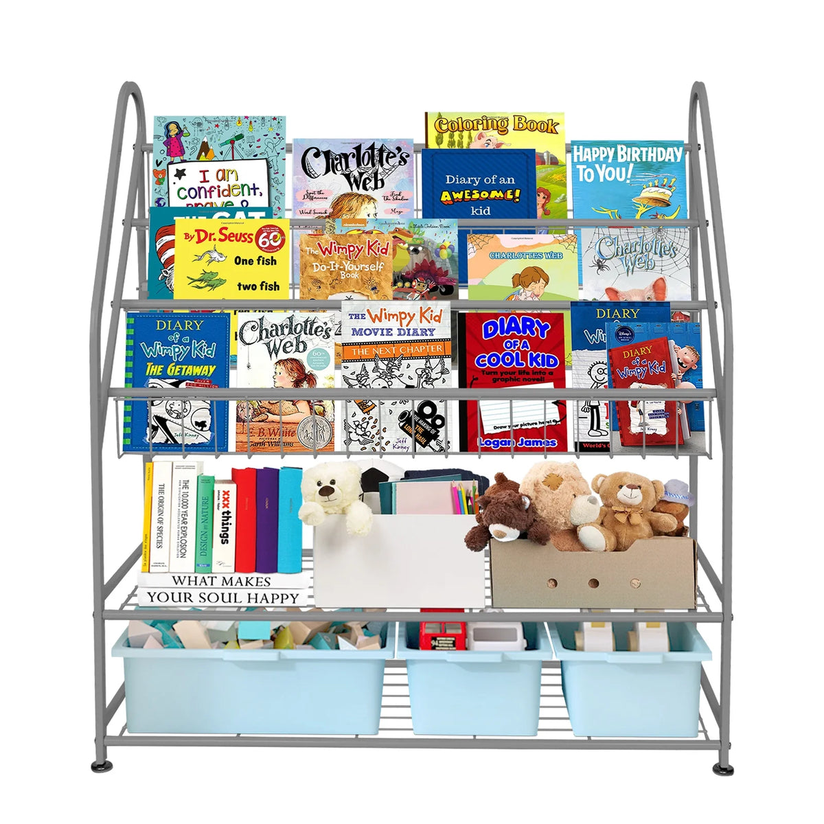 Grey Metal Kids Bookshelf 32 in Y421