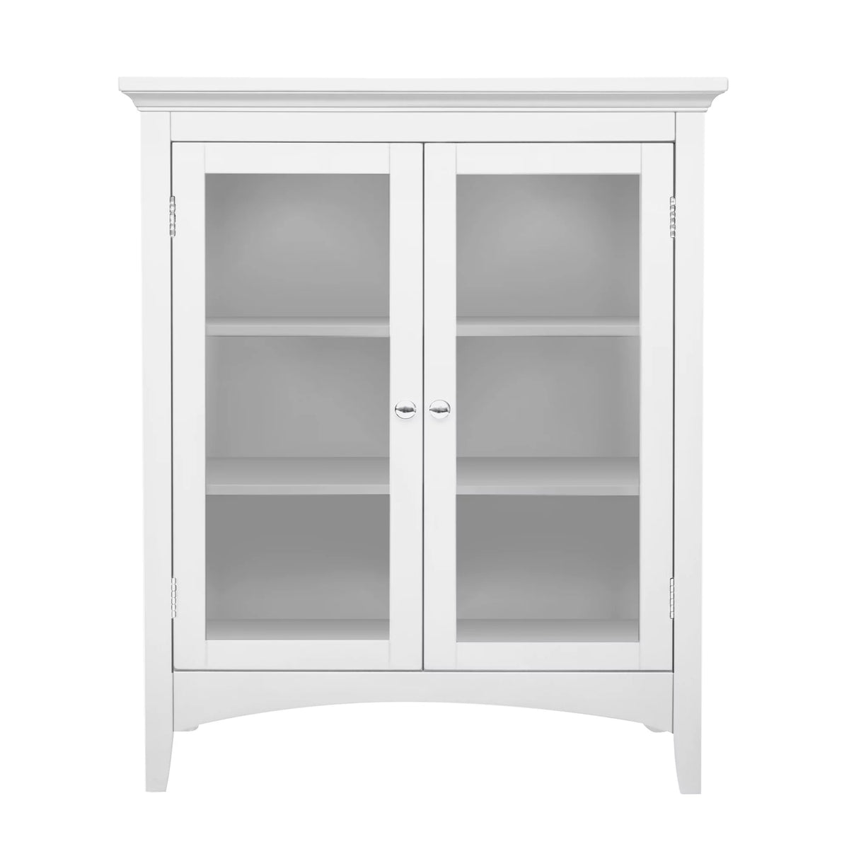 White Wooden Floor Cabinet with 2 Glass Doors W90704