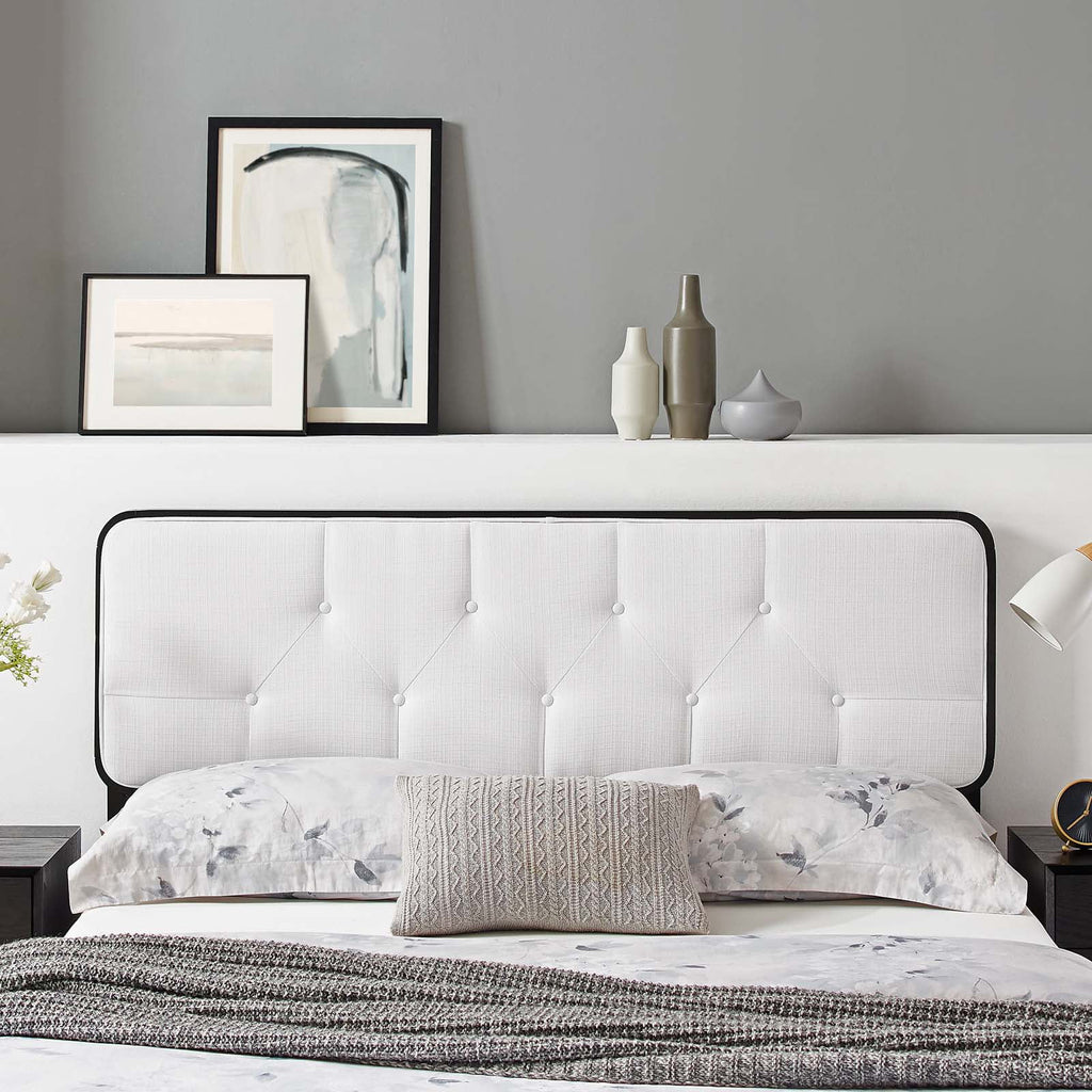 Tufted Twin Fabric and Wood Headboard Y577903