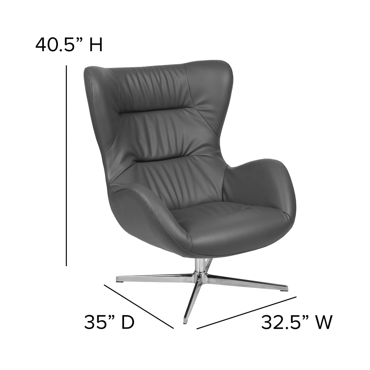 Gray LeatherSoft Swivel Wing Chair U1753