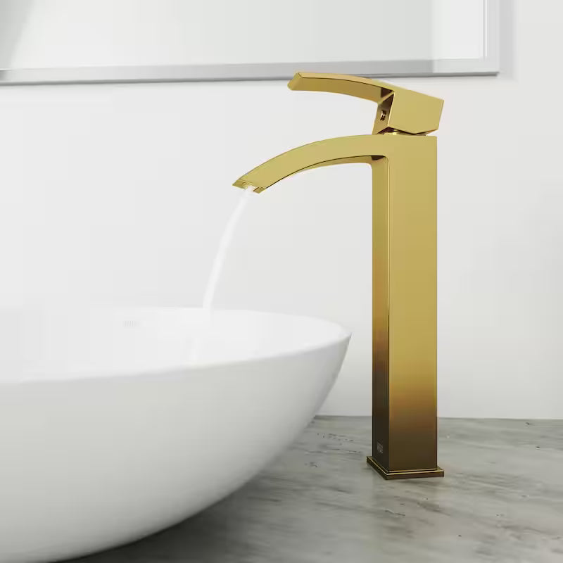 Single Handle Bathroom Vessel Faucet Matte Brushed Gold L3306