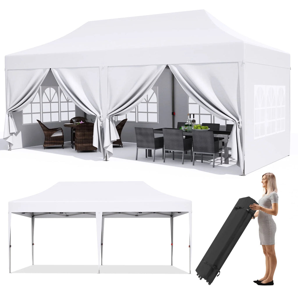 10' x 20' White Pop up Canopy Tent W6162