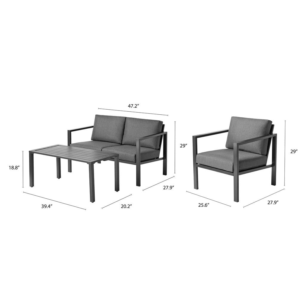 4-Piece Outdoor Patio Conversation Set, Seats 4, Gray M8802