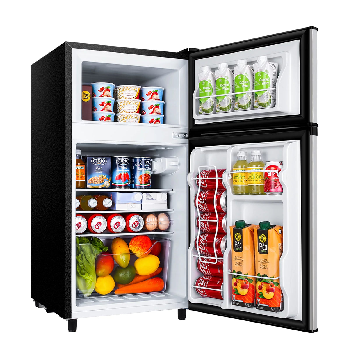 Two Door Mini Fridge with Freezer, 3.5 Cu ft, Black X79490