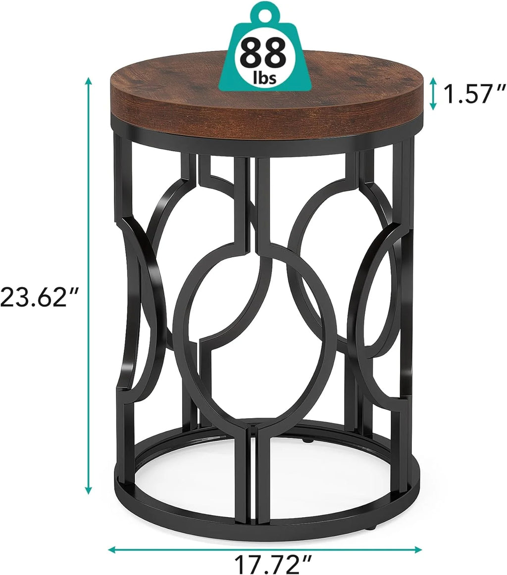 Round End Table with Metal Frame K6623