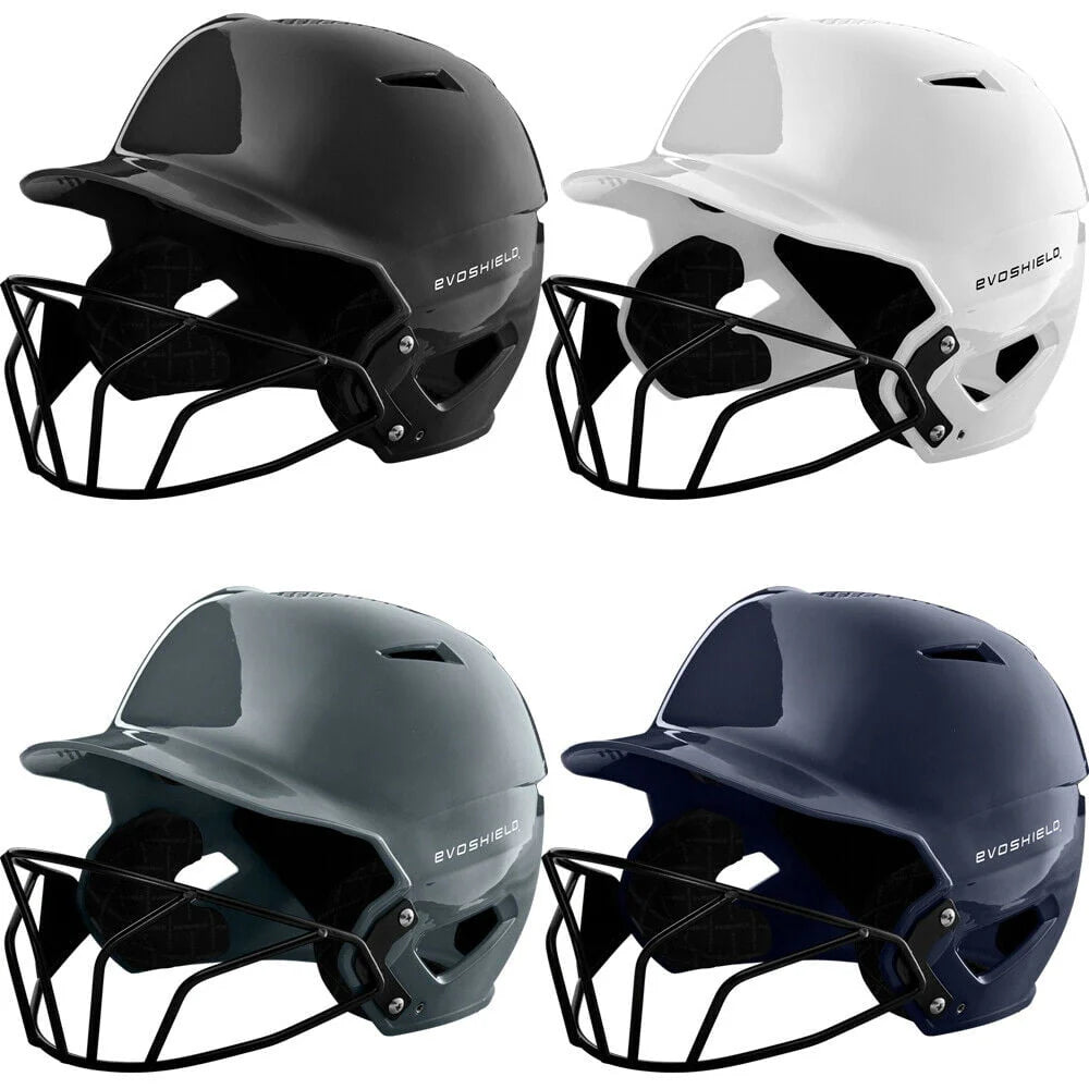 Youth Navy Gloss Finish Batting Helmet with Facemask V3458