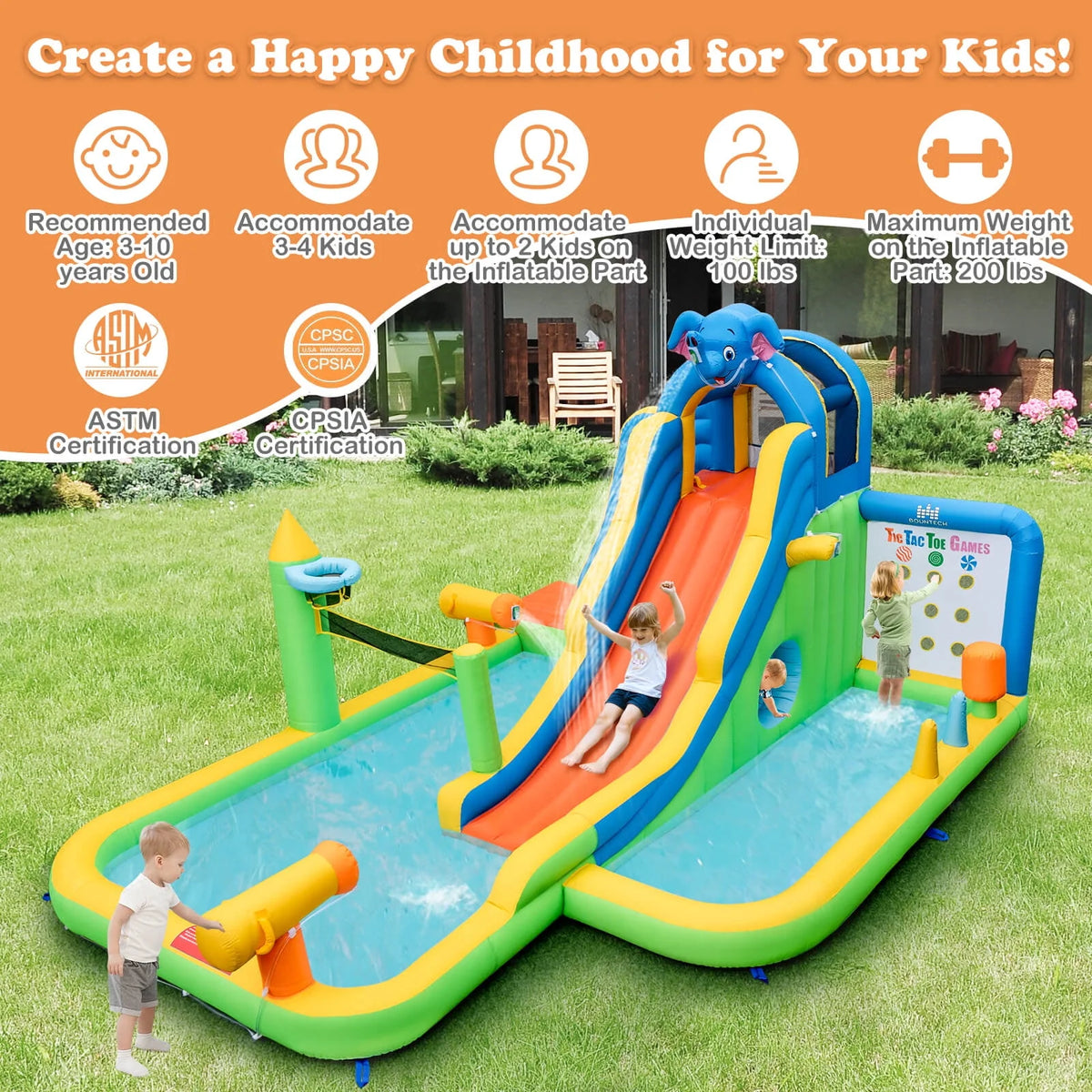 Inflatable Water Slide with 950W Blower L708393