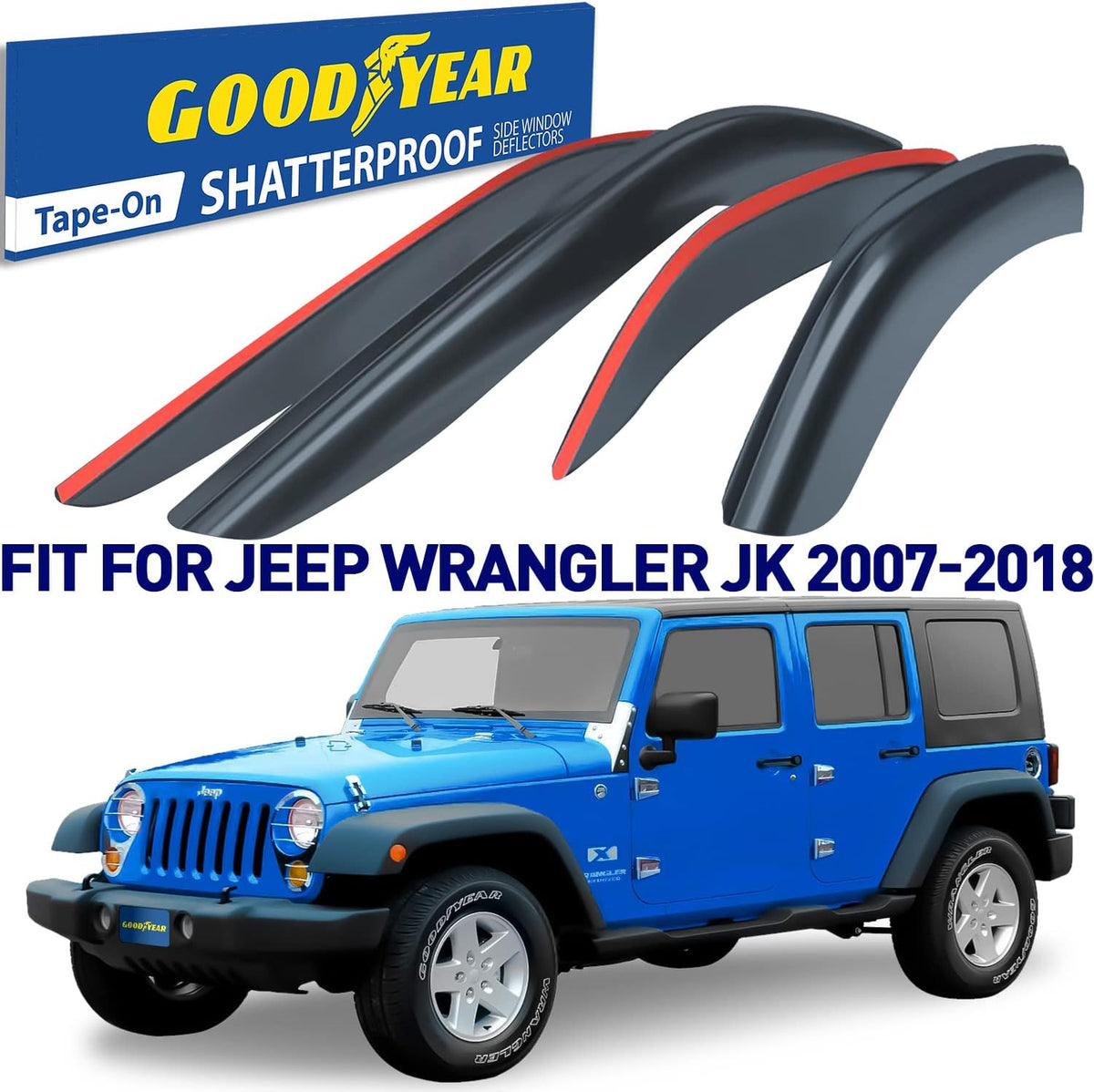 Shatterproof Window Deflectors Tape-on Rain Guards 4 pcs S56511