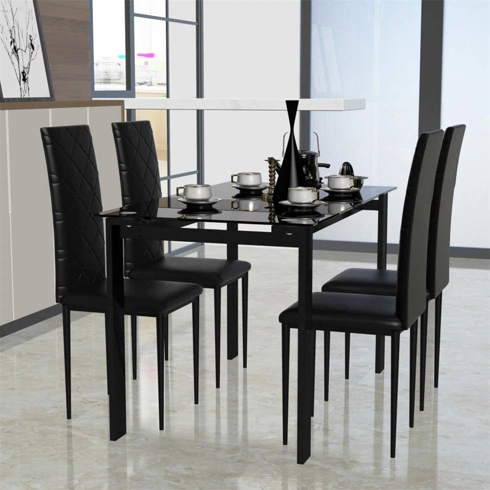 Black 5 Piece Dining Table Set for 4 T8722