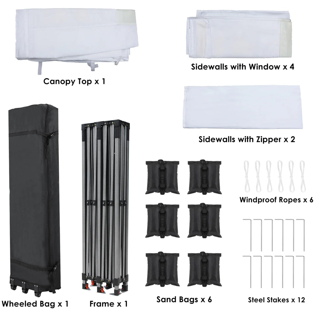10' x 20' White Pop up Canopy Tent W6162