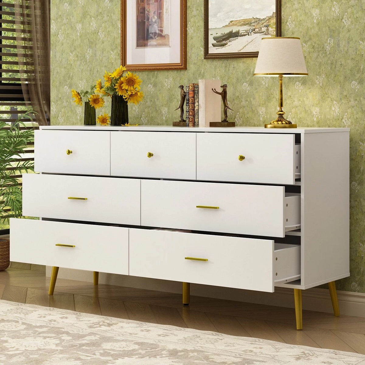 White 7 Drawer Dresser I8214