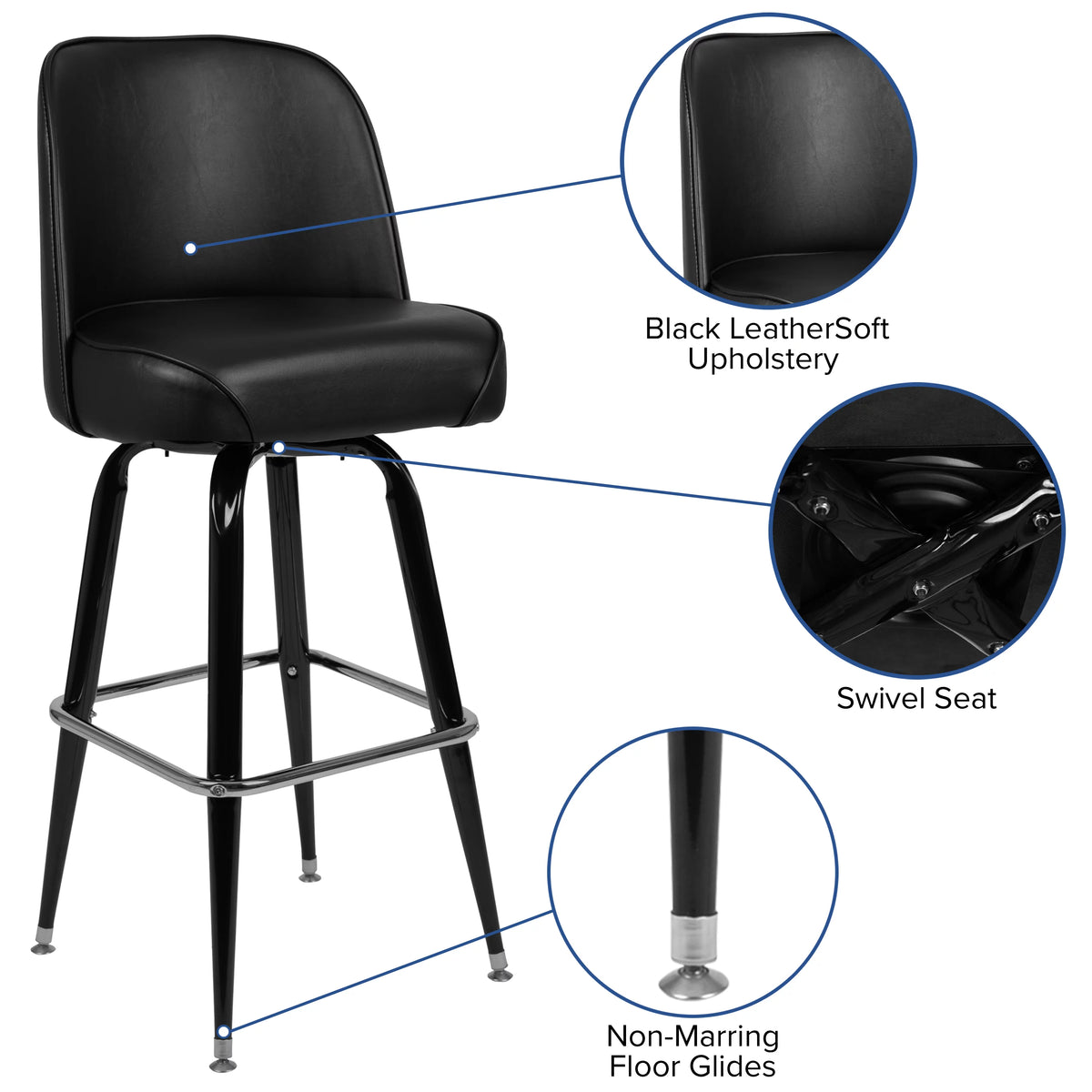 2 Pack Metal Swivel Barstool H9044
