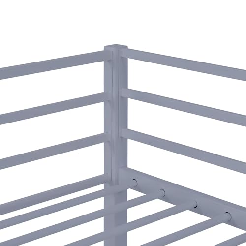 White Twin Metal Loft Bed with Safety Guard Rails P3318