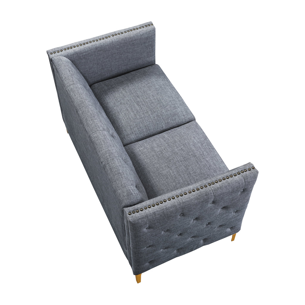 Light Gray Tufted Modern Fabric Loveseat R6056