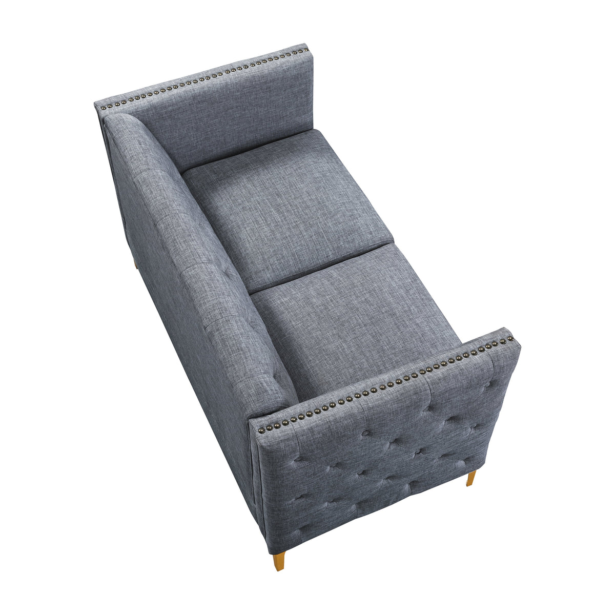 Light Gray Tufted Modern Fabric Loveseat R6056