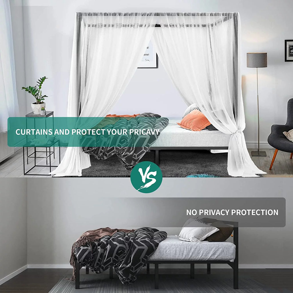 Queen Black Metal Canopy Bed Frame G869