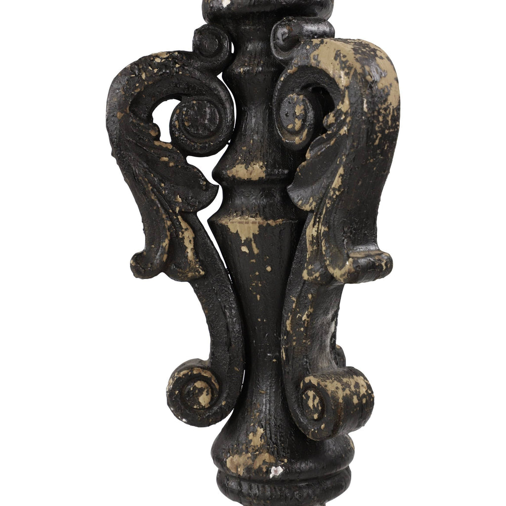 Large Black Carved Wood Candle Holders Set of 2 O99777