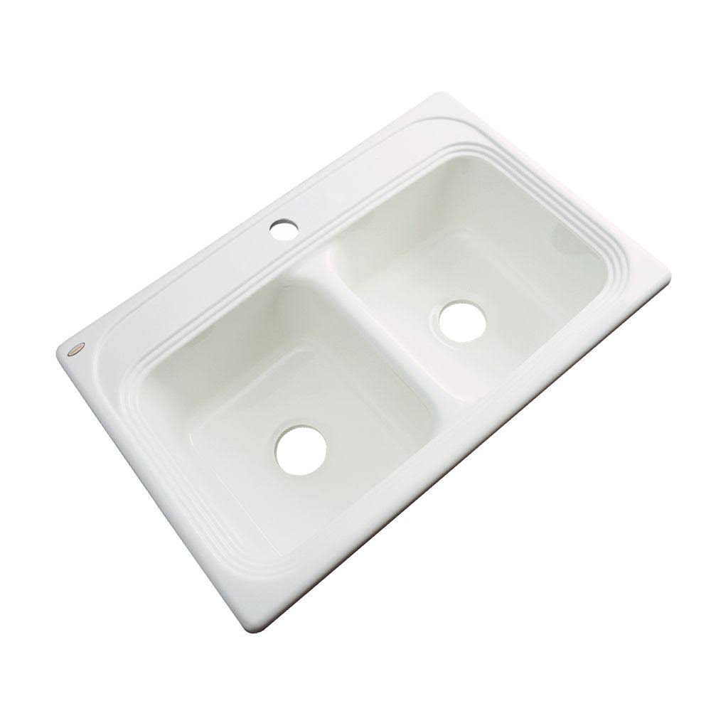 Biscuit Acrylic Double Bowl Kitchen Sink A406
