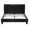Black Faux Leather Upholstered Twin Size Platform Bed Frame with Headboard F365612