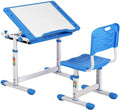 Kids Desk and Chair Set with Tilt Desktop, Height Adjustable, Storage Drawers, Blue D333924