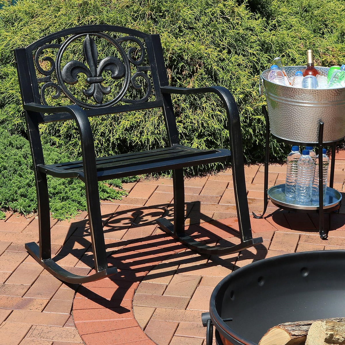 Cast Iron and Steel Outdoor Rocking Chair W601478
