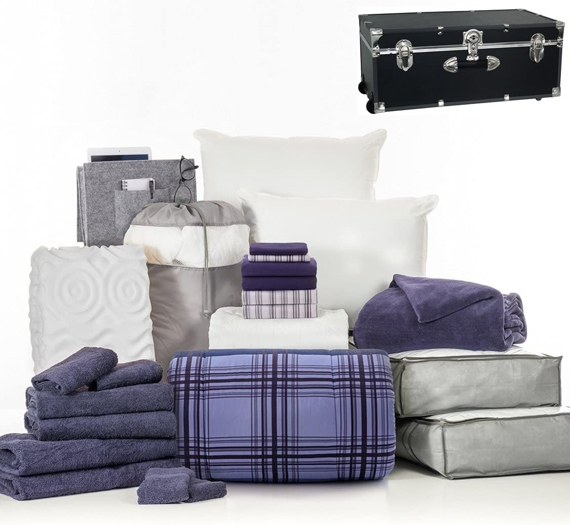 Twin XL Blue and Navy Bedding Bath Set Z9523