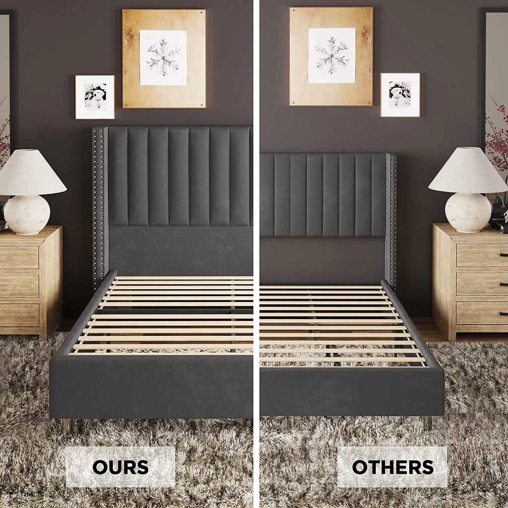 King Size Velvet Upholstered Bed Frame I679