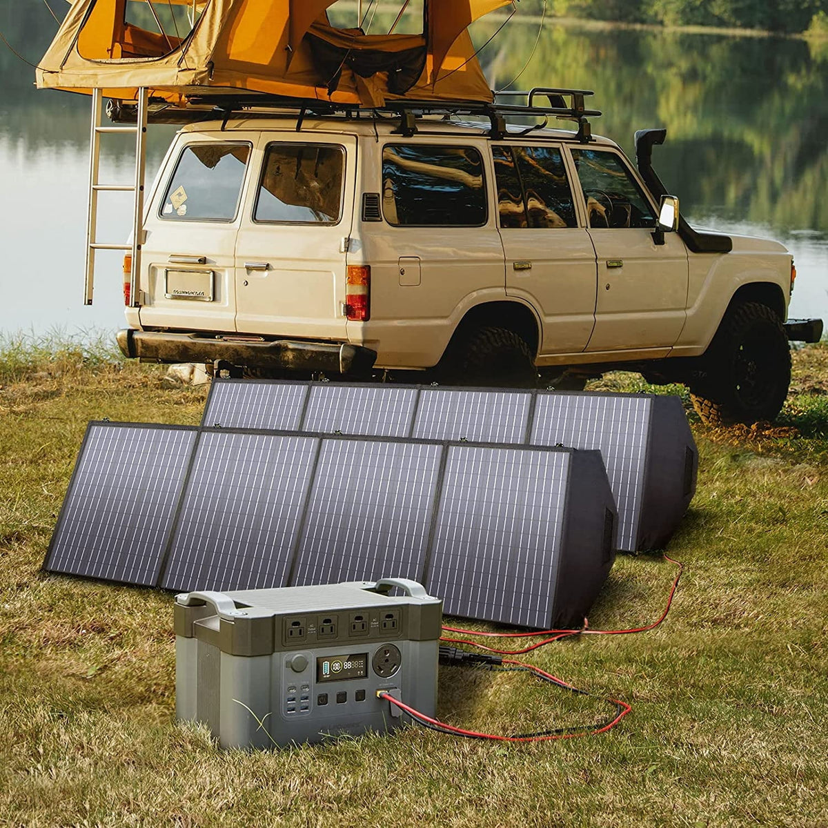 2400W 1500Wh Portable Power Station with 2 Pack 200W Foldable Solar Panels R8292