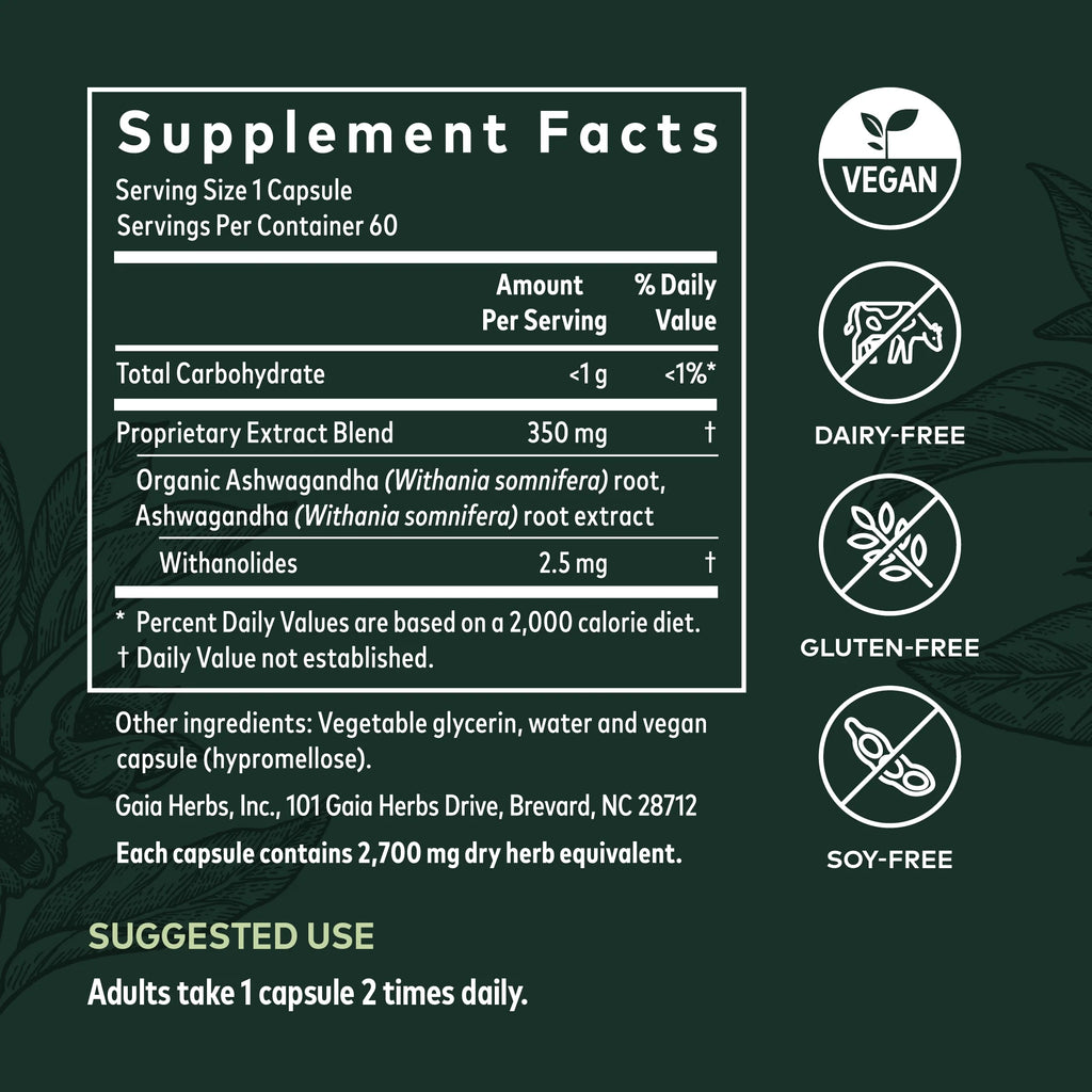 Ashwagandha Root 60 Vegan Liquid Phyto-Caps M6201